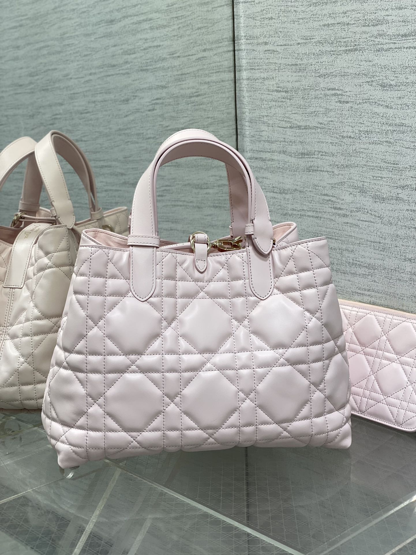 Medium Dior Toujours Bag Pale Pink Macrocannage Calfskin